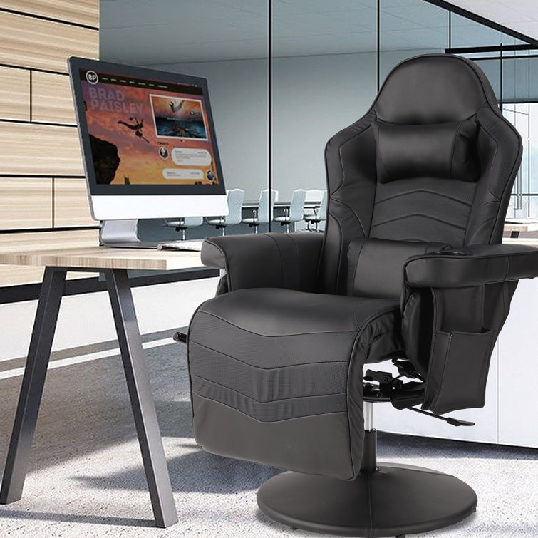 Inbox Zero Adjustable Reclining Faux Leather Swiveling PC & Racing Game